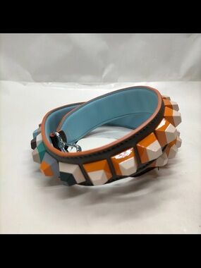 Fendi Multicolor Studded Leather Strap with Blue Lining